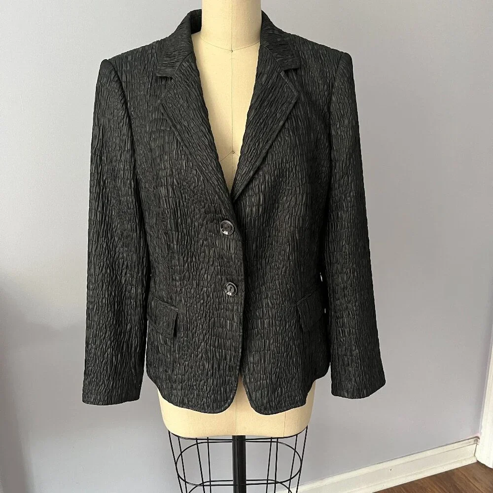 Santorelli Gianna Blazer Black Office Corporate Chic Quiet Luxury Italy Sz 10
